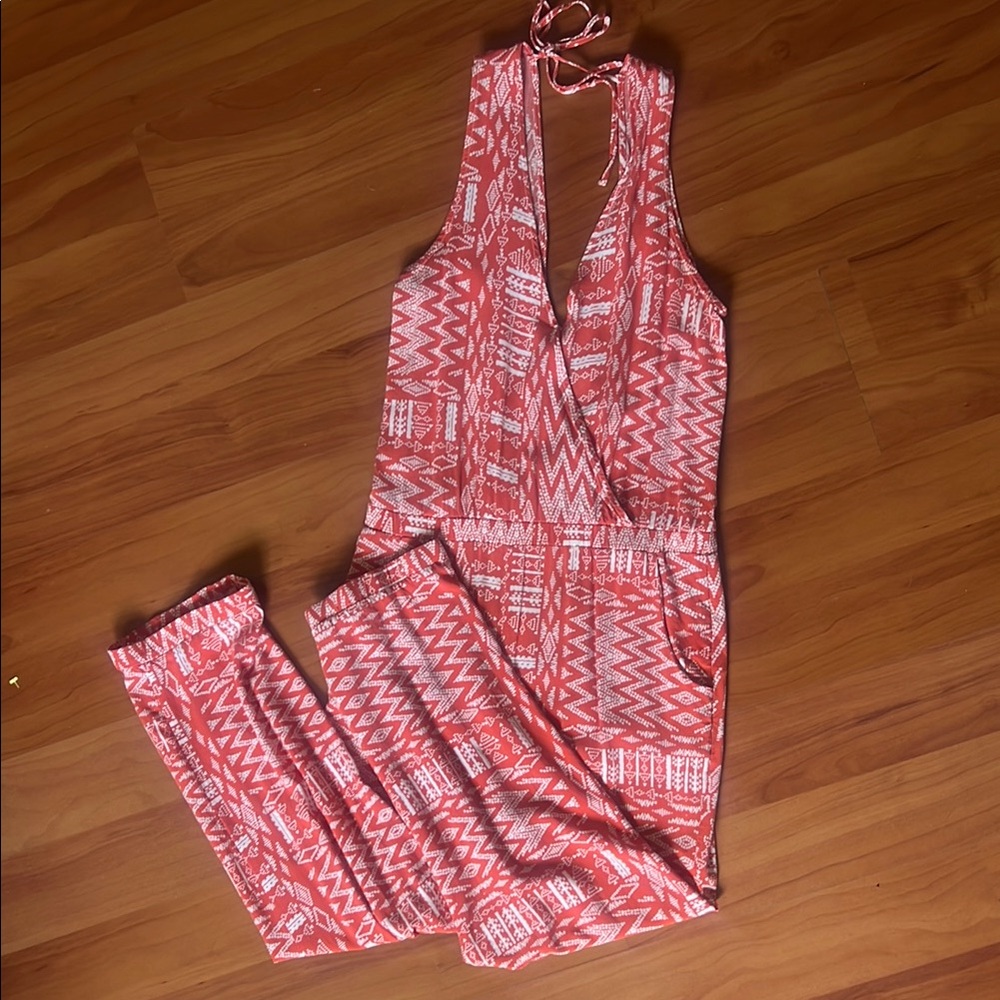 Love Tree Orange Geometric Jumpsuit